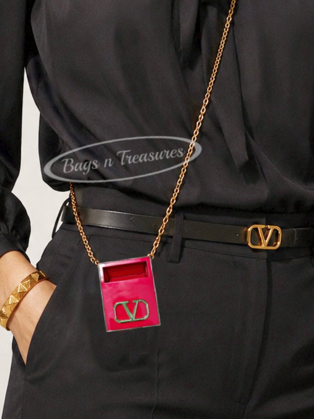 Valentino Go-Clutch Bronzer 00 Refillable Compact Gold Chain Crossbody NWT